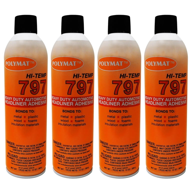 QTY4 Polymat 797 Hi Temp Spray Adhesive 20oz Can high temp headliner glue  160F 