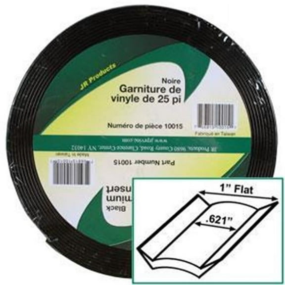 JR PRODUCTS 10015 Exterior Hardware RV 1 in. x 25 ft. Vinyl Insert Black