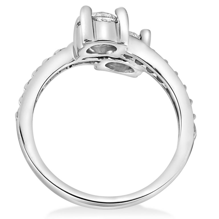 Pompeii 2 Carat Forever Us Two Stone Round Diamond Engagement Ring 14K White Gold