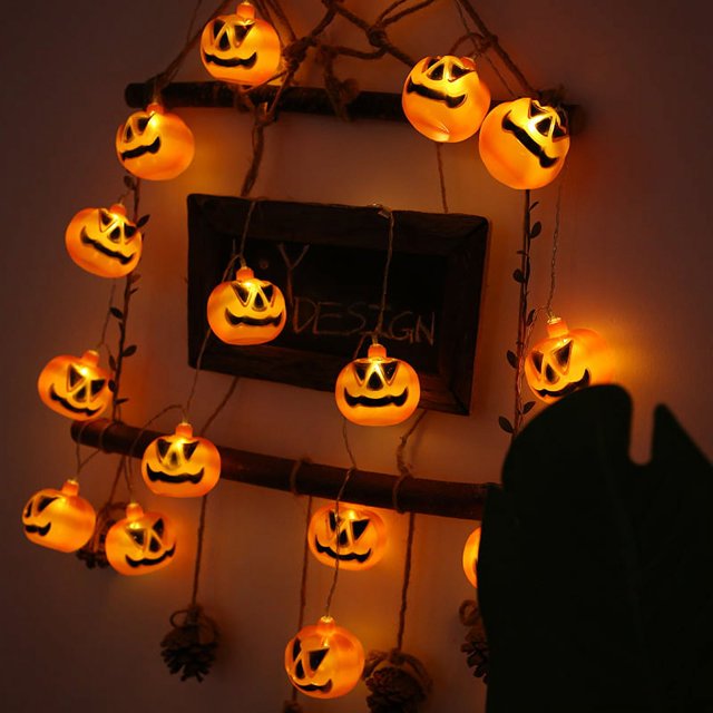 Luces de Hadas de Halloween Linterna Fantasma de Calabaza 3 Metros 20 Luces de Hadas de Calabazas LED para Decoraciones de Halloween en Interiores y Exteriores (Calabaza Malvada, Siempre Encendido, Al