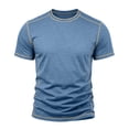 thumbnail image 4 of Eltusu Short Sleeve T-Shirts for Men, Solid Color Pullover Crewneck Casual Summer Tee Blue Size 2XL, 4 of 8