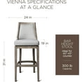 thumbnail image 3 of Maven Lane Vienna Bar Stool, Reclaimed Oak Finish w/ Ash Grey Fabric Upholstery, 3 of 8