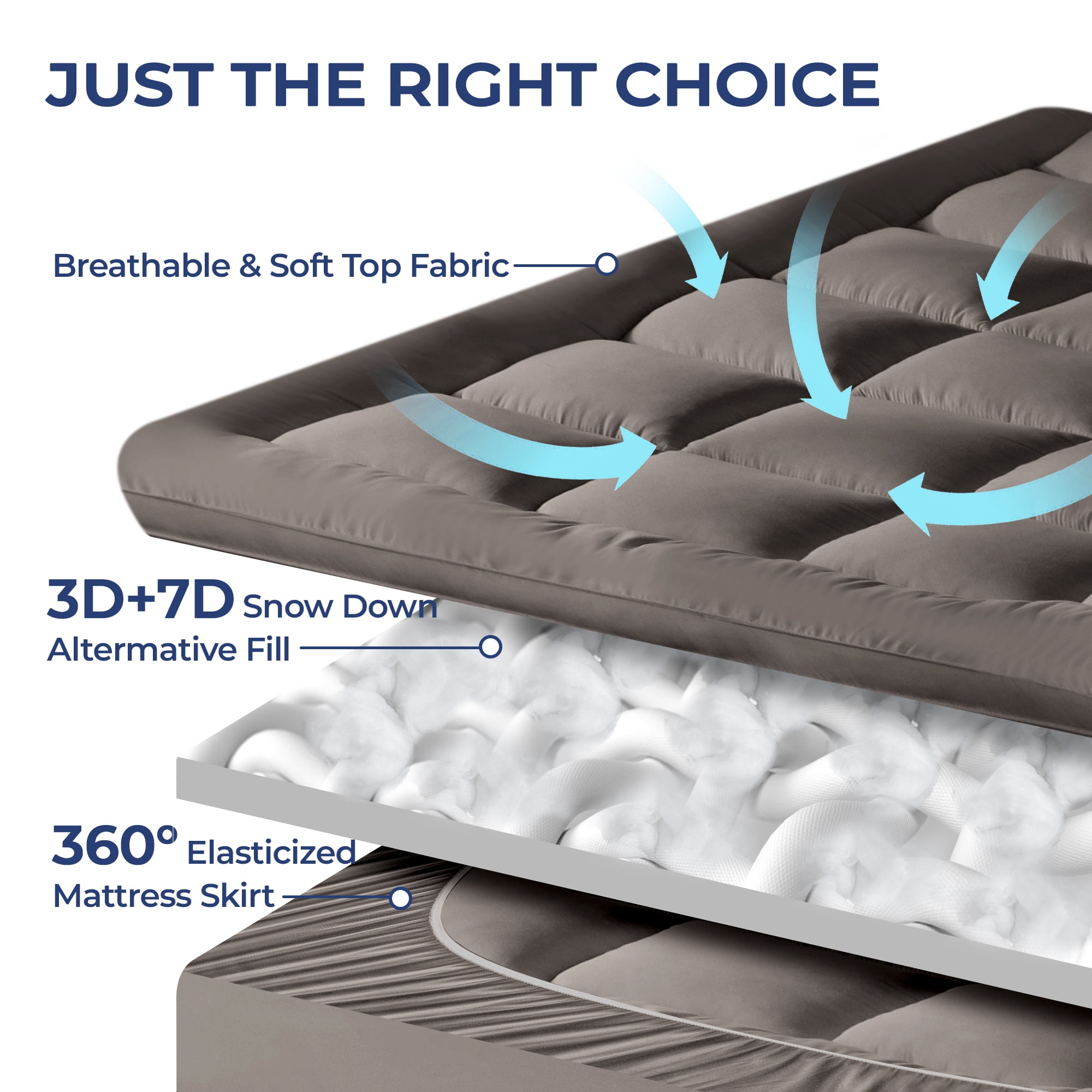 BDEUS Extra Thick Mattress Topper, Cooling Mattress Pad Cover, Pillow Top Protector with 8-21 inch Deep Pocket, Twin Size