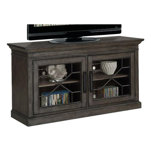 Bowery Hill 63" Traditional Wood TV Console in Smokey Gray Finish