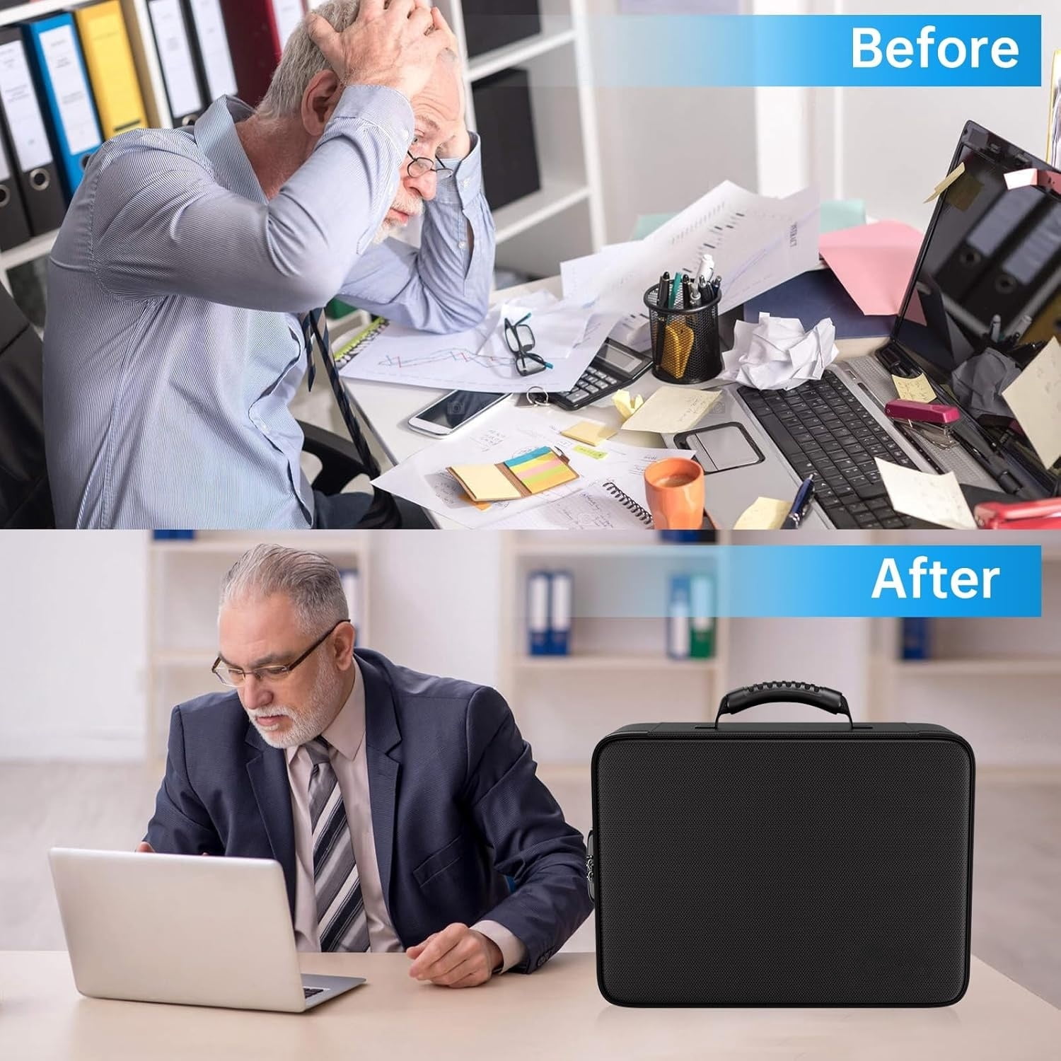 Fireproof Document Box with Lock,5200℉ Soft Case Fireproof Box with 25 Pocket Accordion File Folder,Multi-Layer Fireproof Water Resistant File Organizer Storage for Important Documents,Laptop