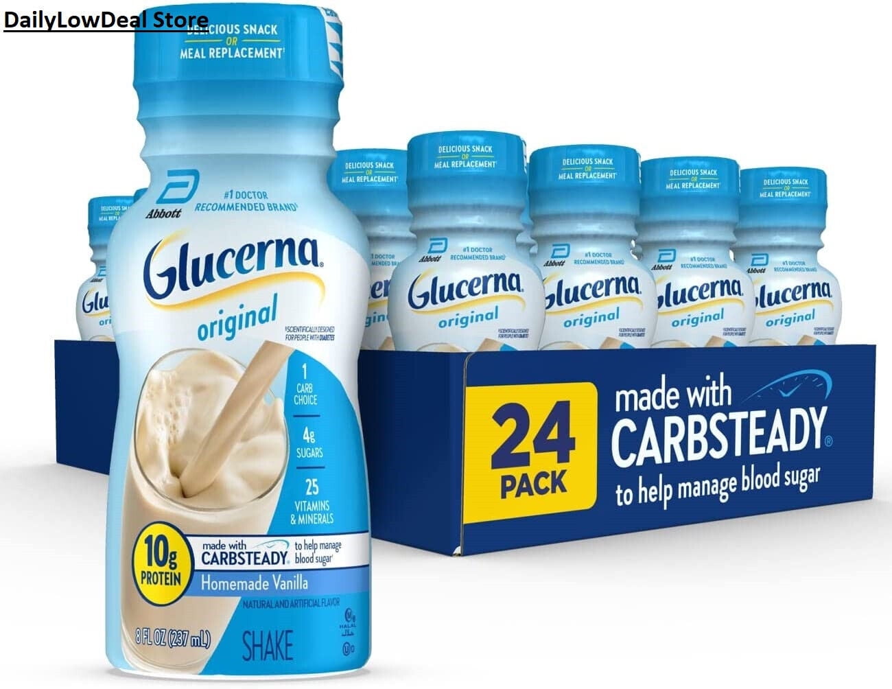 24 PACK Glucerna Therapeutic Nutrition Shake Homemade Vanilla 8 oz