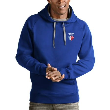 Men's Antigua Royal New York Knicks NBA 75th Anniversary Victory Pullover Hoodie