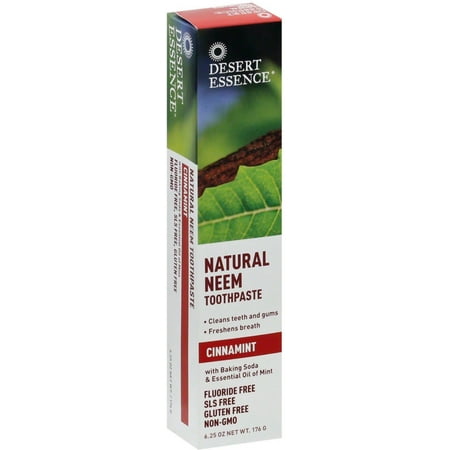 Desert Essence Natural Neem Toothpaste, Cinnamint 6.25 oz (Pack of 3)