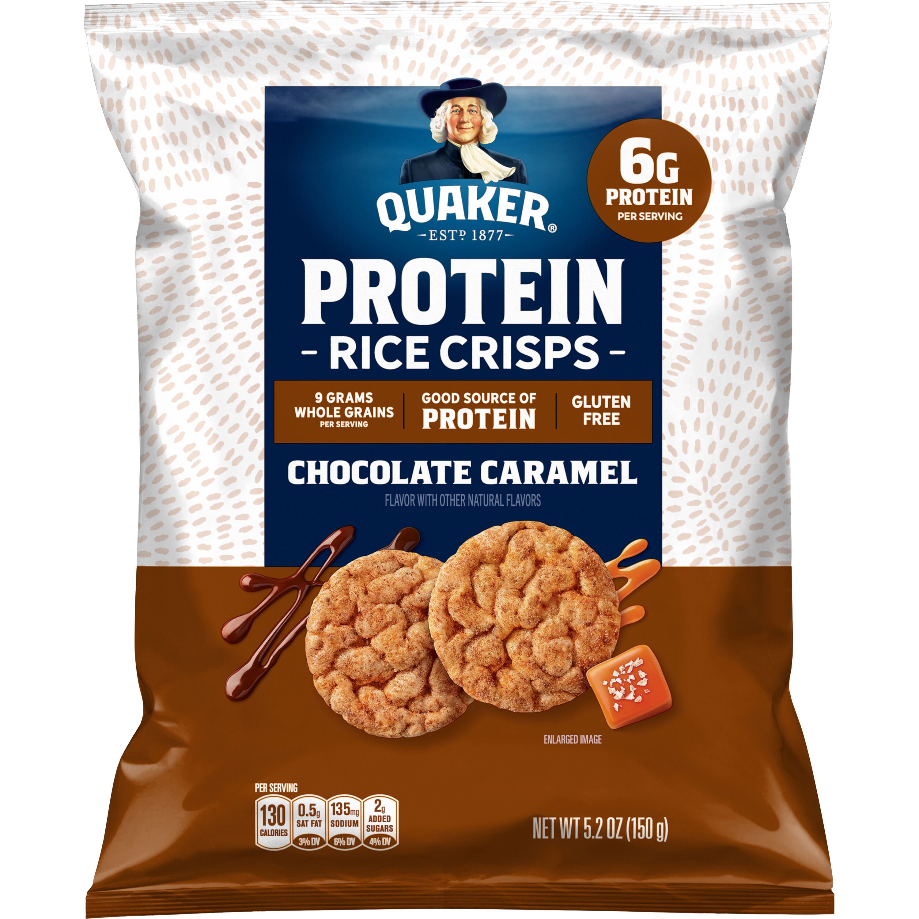 (6 pack) Quaker Protein Chocolate Caramel Mini Rice Cakes, 5.2 oz