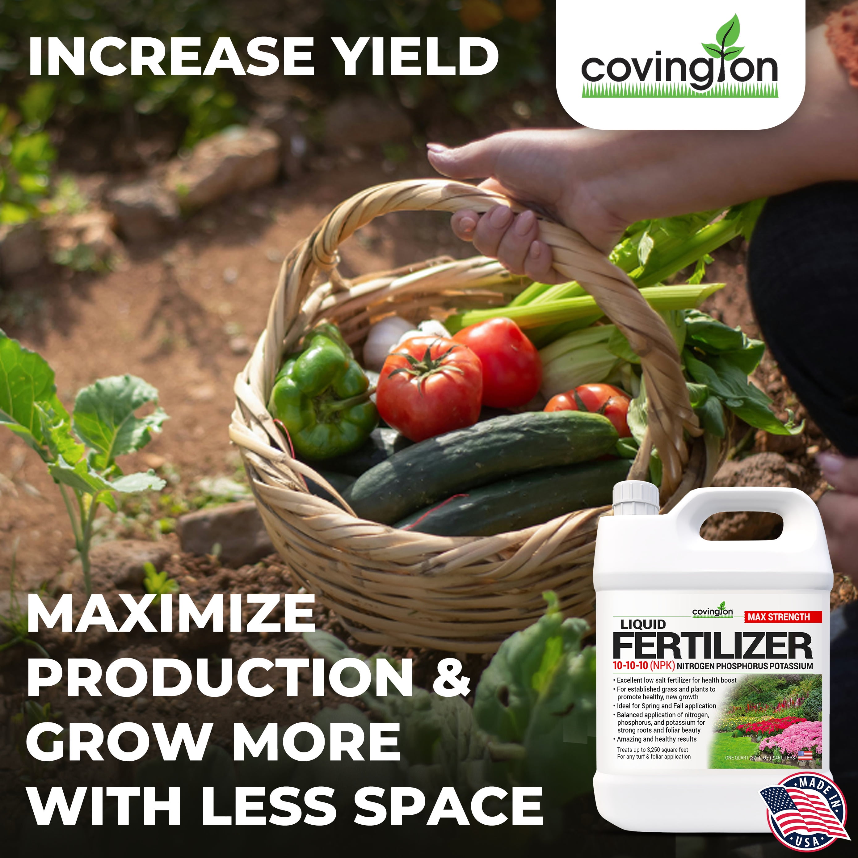 Covington Naturals Liquid Fertilizer for Lawns 10-10-10, All Purpose Plant Food 32 Ounces