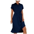 thumbnail image 2 of Baikeli Dresses Clearance Summer Dresses for Women 2024 Lapel Neck Sundress Bandage Tunic Outfits Solid Color Dresses Beach Vacation Dress Dresses for Women 2024, 2 of 6