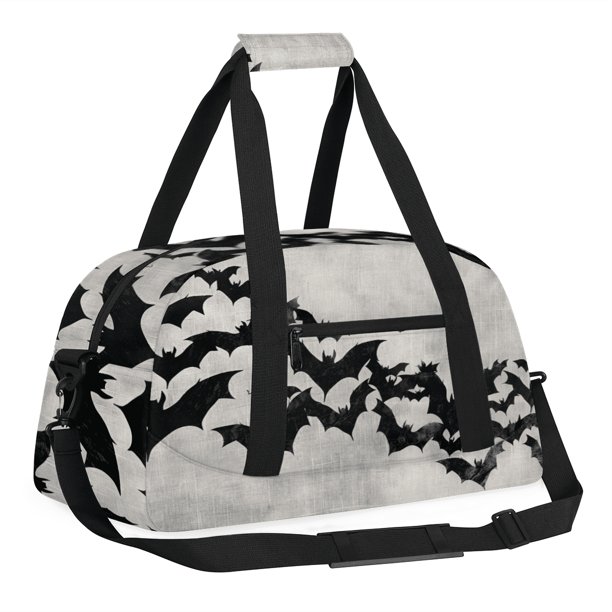 Herdesigns Halloween Black Bat Sports Duffle Bag for Women & Men, Gym Bag Dance Bag Overnight Bag Carry On Weekender Travel Bag