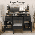 thumbnail image 6 of Ktaxon Large Makeup Vanity, Get Ready with Me GRWM Vanity Table Set w/ Visible Glass Top and Charging Station, Black, 6 of 10