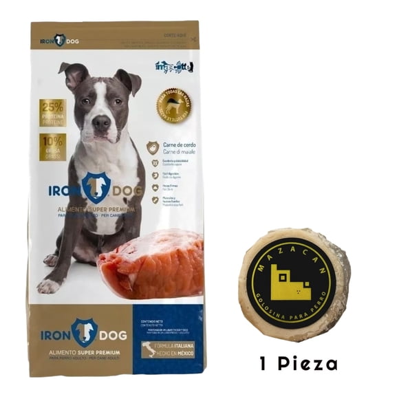Iron Dog Super Premium Adulto 20 Kg + Mazacan Para Perro 1 pza