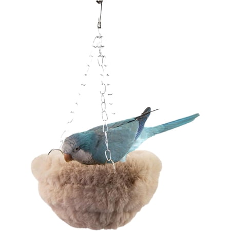 Bird Hammock Bed Faux Rabbit Fur Parrot Hanging Swing Hammock Ultra-Soft Warm Winter Nest for Budgies Parakeets Cockatiels Lovebirds Conures Quakers