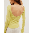 thumbnail image 5 of Biekopu Women T-shirt Long Sleeve Crew Neck Backless Solid Color Slim Fit Fall Tops Clubwear, 5 of 6