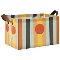 Yayeee Foldable Storage Basket for Shelves with Handles Waterproof Cloth Bins, Stripes and Circle