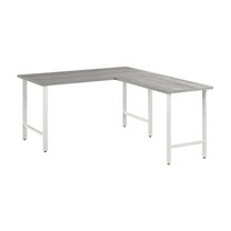 Maklaine Engineered Wood 60W x 30D L Shaped Computer Desk in Platinum Gray