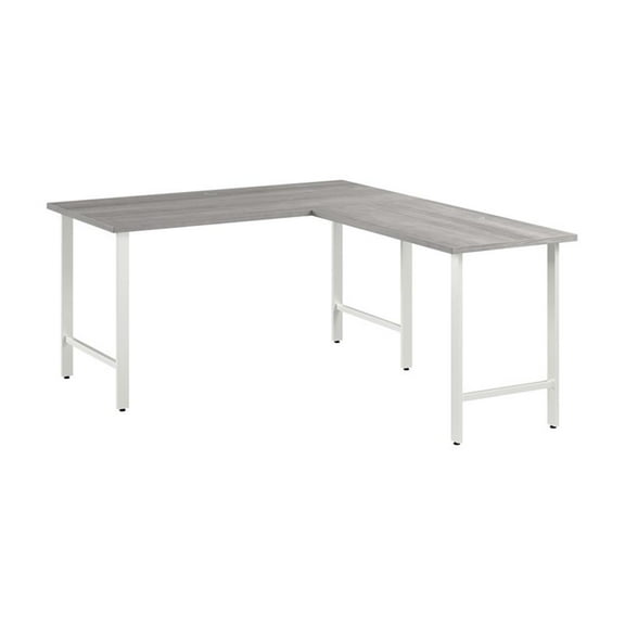 Maklaine Engineered Wood 60W x 30D L Shaped Computer Desk in Platinum Gray