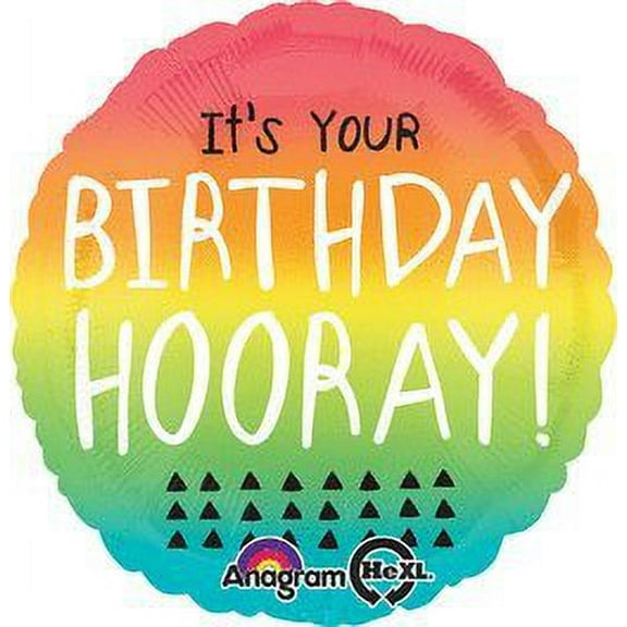 Anagram International Hx Birthday Hooray Gradient Balloon, Multicolor