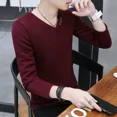 thumbnail image 3 of Ropa para hombre Suéter de punto con cuello en V liso Suéter rojo para hombre Camiseta de color sólido Ropa de otoño coreana Réplica de alta calidad, 3 of 5