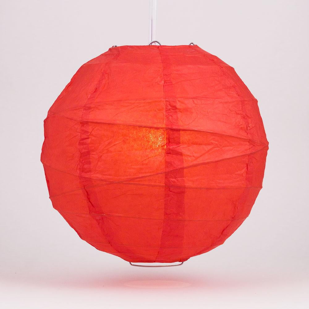 Luna Bazaar Paper Lantern (10Inch, FreeStyle Ribbed, Red) Rice