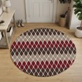 Round Area Rug Carpet,3ft Vintage White Curve Lines Mid Century Soft ...