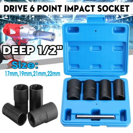 5PC Wheel Nut 1/2'' DR Impact Twist Socket Set - Remove Rounded Nuts Bolts (Best Way To Remove Rusted Bolts)