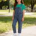 thumbnail image 2 of BiZtdJrK 3 Piece Outfits for Kids Short Sleeve Cotton Basic Tees Solid Color Jean Jumpsuits Matching Knee High Socks Sets Green 11 Years, 2 of 10