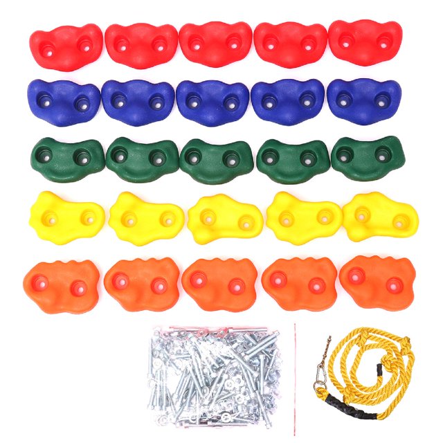 25 soportes de escalada en roca para niños, soportes de pared para escalada en roca, juguetes para niños, soportes coloridos para escalar árboles, Con cuerda