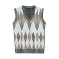 thumbnail image 1 of Men's Sleeveless Sweater Vest Striped Trim V Neck Pullover Vest Tops, 1 of 4