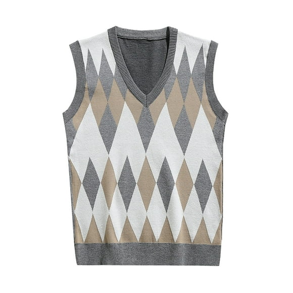Rinsvye Men's Sleeveless Sweater Vest Cole Jacket Striped Trim V Neck Coat Men Pullover Vest Tops Men S Flannel Jackets for Men Mens Rain Proof Jacket