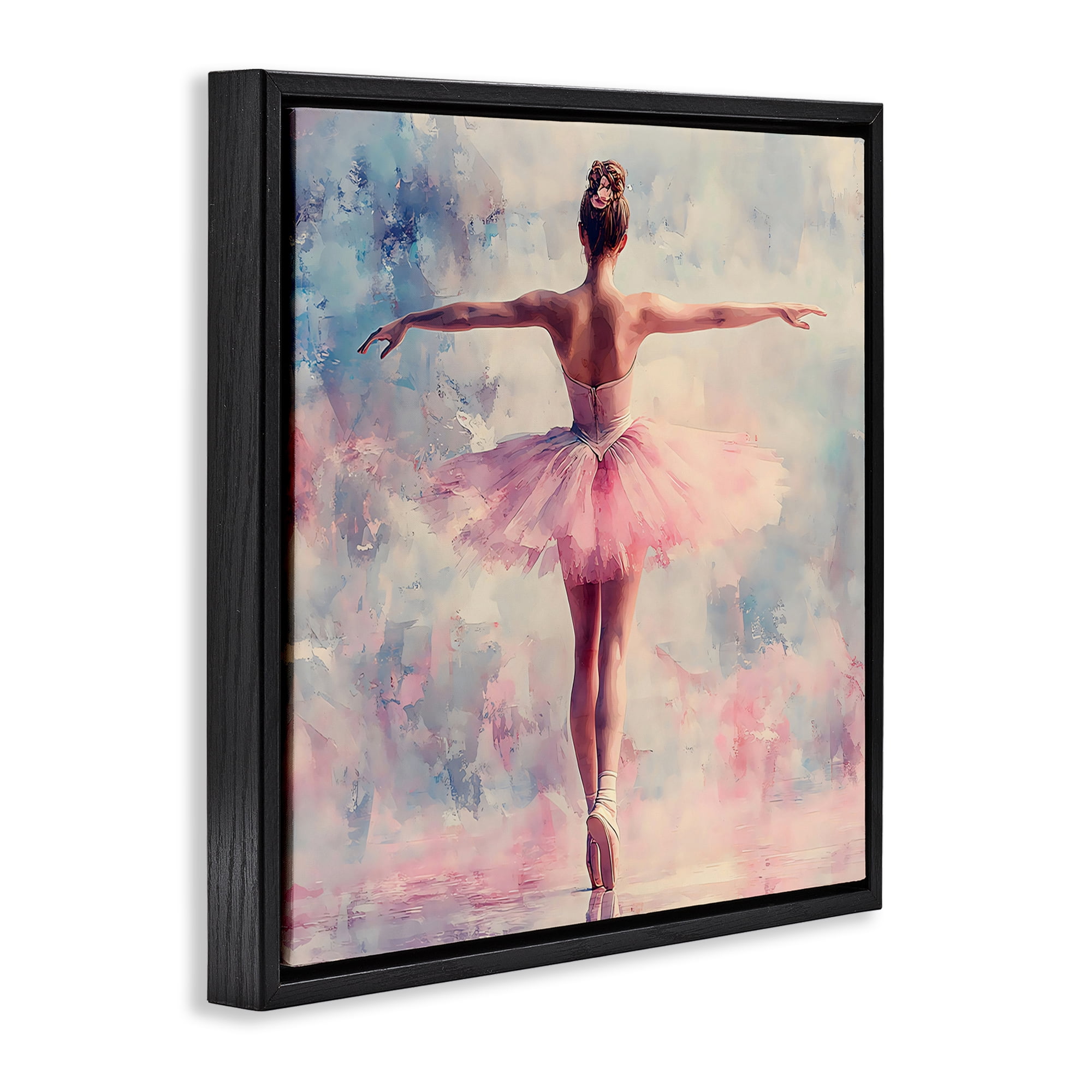 Stupell Industries Elegant Ballet Dancer in Motion Black Framed Floater Canvas Wall Art, design by Creative Studio