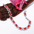thumbnail image 3 of Red Garnet, CZ 925 Sterling Silver Adjustable Tennis Bracelet 7-8" B13117, Garnet Bracelet, Red Bracelet, Oval Bracelet, 3 of 6