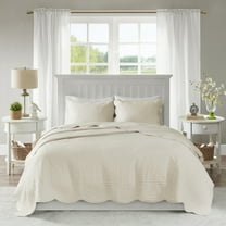 Home Essence Genoa 3 Piece Reversible Scalloped Edge Coverlet Set