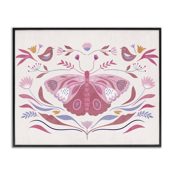 Stupell Industries Pink Boho Butterfly Black Framed Giclee Art, design by Kim Allen