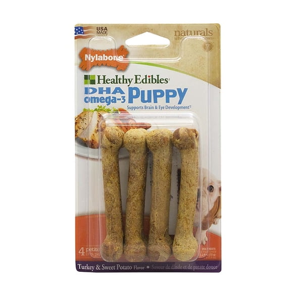 Nylabone Healthy Edibles All-Natural Long Lasting Puppy Chew Treats Turkey & Sweet Potato X-Small (4 Count)