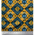 thumbnail image 1 of Soimoi Orange Rayon Fabric Check & Geometric Print Sewing Fabric Yard 42 Inch Wide, 1 of 5