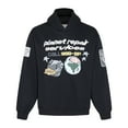 thumbnail image 1 of Sweat à Capuche Planète Cassé Tendance Américaine Imprimé Amusant de Rue plus Velours design Ample, 1 of 5