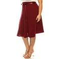 thumbnail image 3 of Women's Plus Size Casual High Waist Bow Tie Belted A Line Midi Knee Length Skirts, 3 of 6