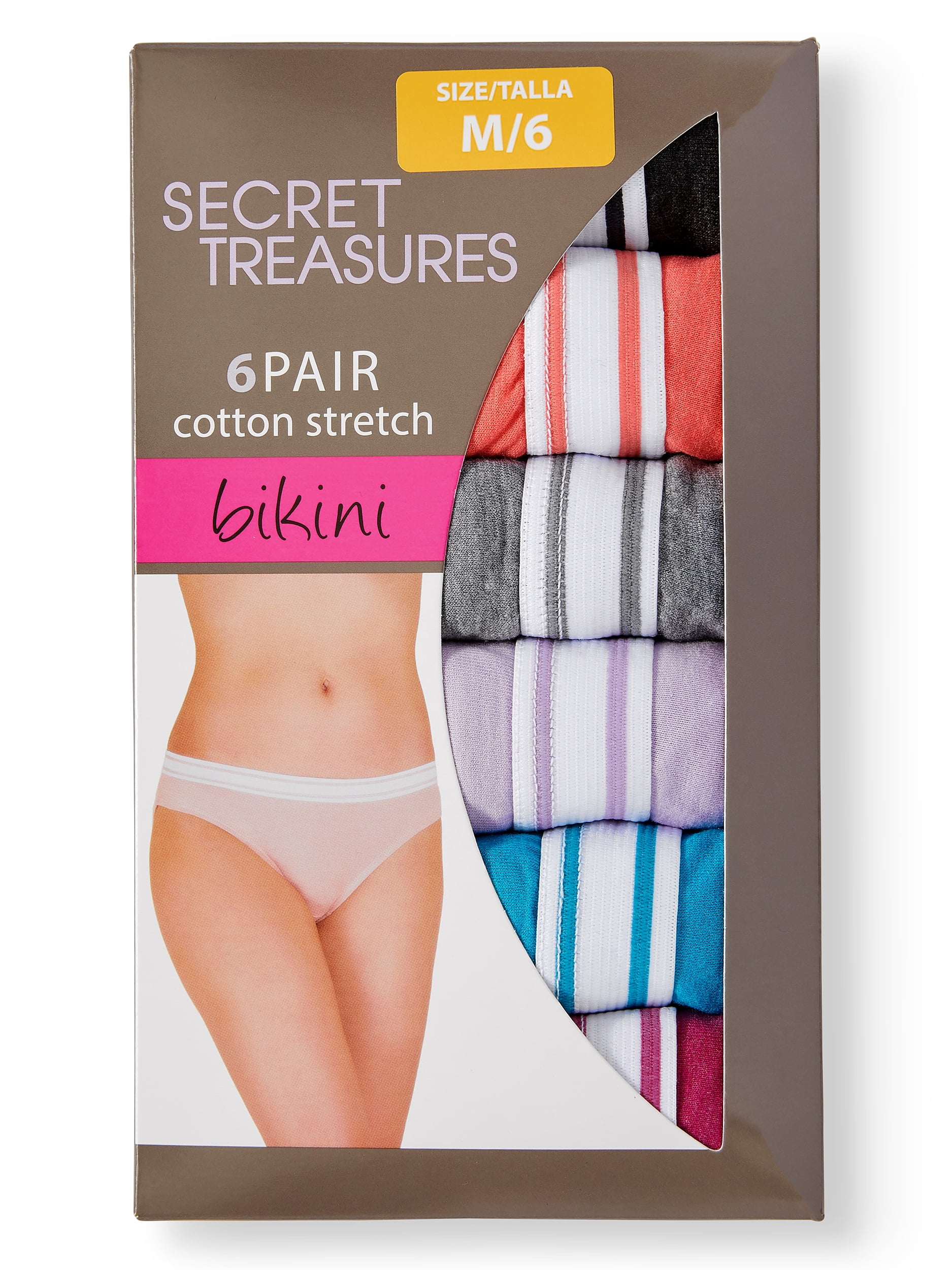 Secret Treasures Women's Cotton Stretch Hipster Panties, 6-Pack