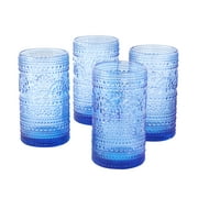 The Pioneer Woman Channing Glass 18 Ounce Tumblers, Blue, Set of 4