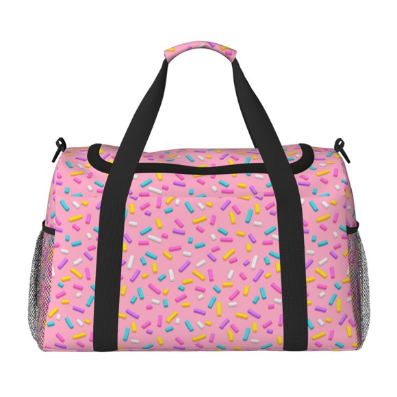 Fotbe Donut Pattern Large Women Travel Duffle Bag - Carry on Overnight Bag Weekend Travel Duffel Tote Bag Yoga Gym Bag