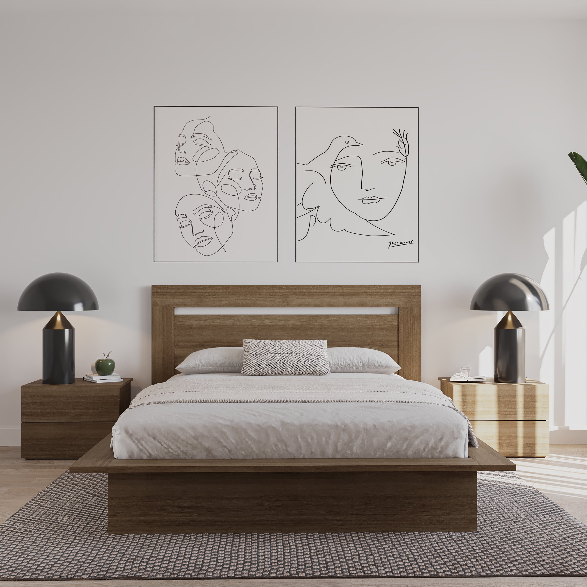 Nexera Malibu Queen Size Headboard, Brown Oak