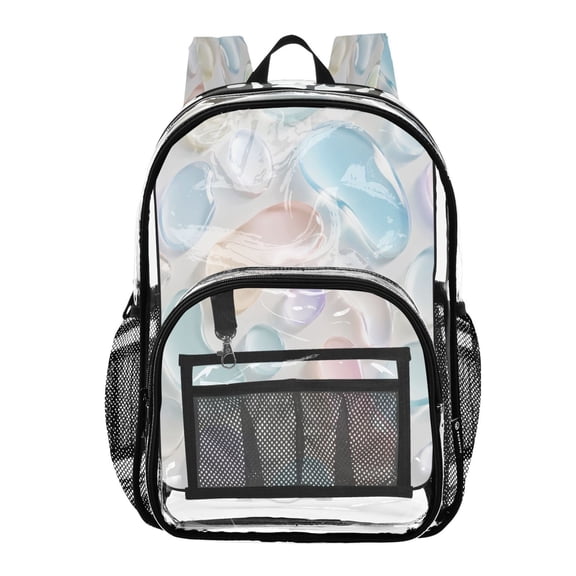 Ttyddzy Clear Backpack Heavy Duty PVC Transparent Backpack for College Workplace, Jelly Pebbles