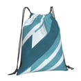 thumbnail image 3 of Leisure Draw String Mouth Backpack 16 X 14 Woven Band Durable Not Easy To Fall Off In Travel Portable Draw String Design Cyan Stripe_4, 3 of 8