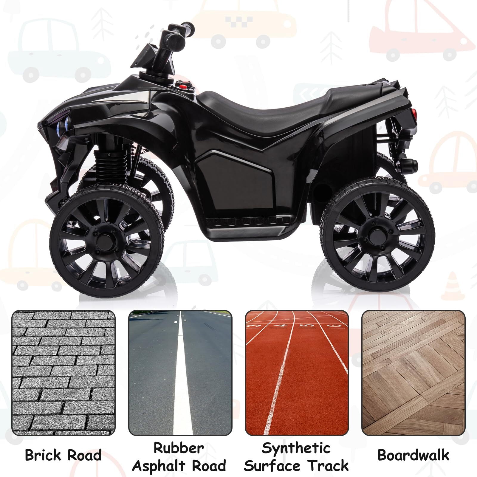 Kids ATV 4 Wheeler, 6V Ride-On Car Toy for Children Ages 1-5, 1.8 Mph Max Speed, Music,Led Lights,Electric Vehicle Quad Car for Kids