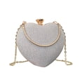 thumbnail image 1 of Bolso de hombro de moda en forma de corazón para mujer | Bolso de mano con correa de cadena | Múltiples opciones de color: Negro, rosa, azul, dorado | Material duradero | Tamaño mediano | Regalo, 1 of 1