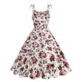 thumbnail image 4 of Vestido de Verano para las Mujeres, Botón Impreso Bolsillo sin Mangas Cuello en V Vestido de Ajuste Delgado Hecho de Poliéster Ligero para la Primavera, Vestido Sexy para las Mujeres, 4 of 7