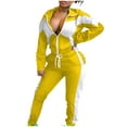 thumbnail image 1 of Aqestyerly Ensembles Lounge pour Femmes Manches Longues Mode Femmes Col Rabattu Décontracté Couleur Unie Chandail à Manches Longues + Ensemble Pantalon, 1 of 7